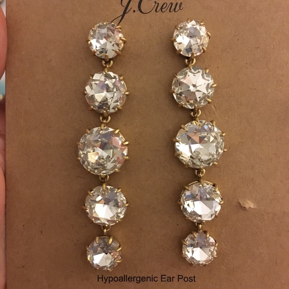J Crew rhinestone drop earrings NWT - Picture 4 of 5